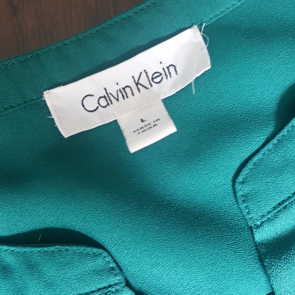 *SOLD* Calvin Klein Teal Blouse Waist Tie - Picture 2 of 8